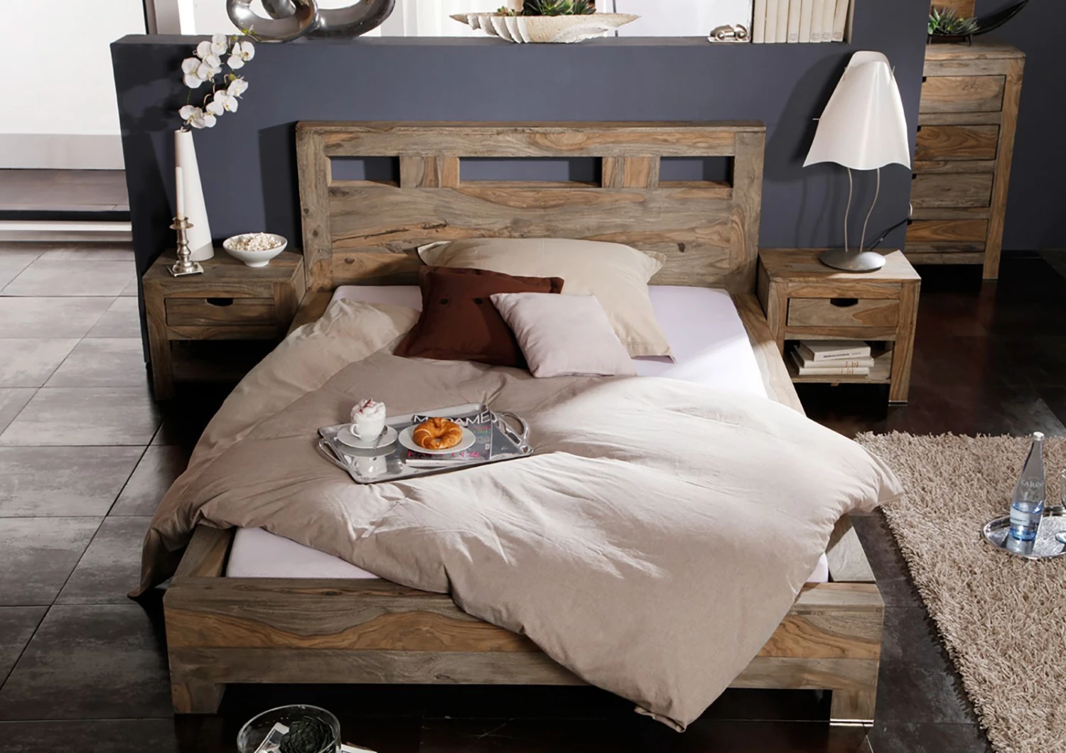 Lit Double 160x200 Palissandre Huilé Gris Taupe NATURE GREY #201 2 Lit Double 160x200 Palissandre Huilé Gris Taupe NATURE GREY #201 – Image 2