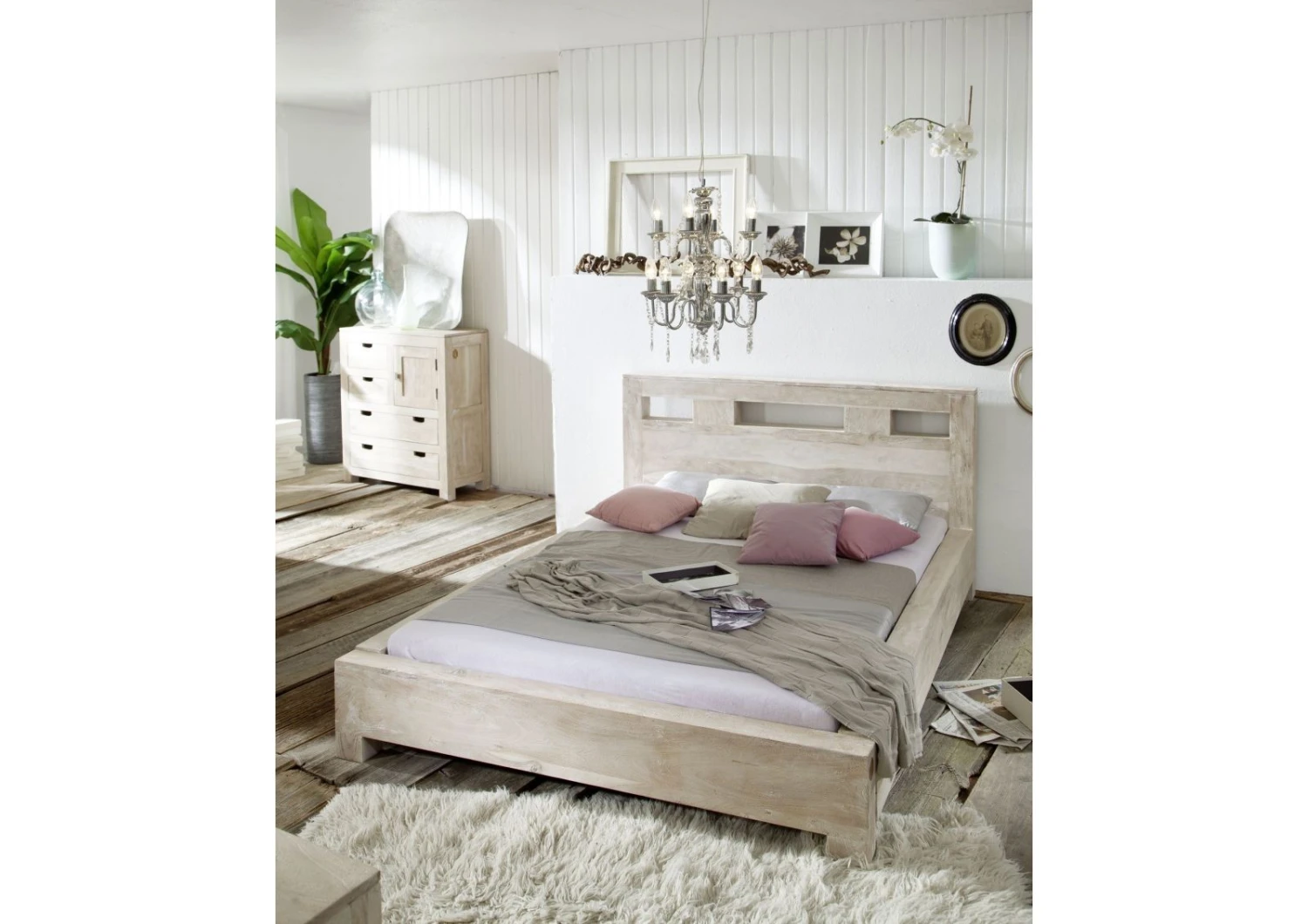 Lit Double 160x200 Acacia Blanchi Blanc NATURE WHITE #201 4 Lit Double 160x200 Acacia Blanchi Blanc NATURE WHITE #201 – Image 4