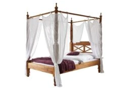Lit à Baldaquin 160x200 Palissandre Huilé Brun NATURE BROWN #531 -Massivmoebel24 09 636 553 5031 9