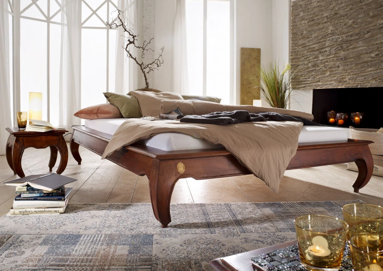 Lit Double 160x200 Acacia Laqué Nougat OPIUM #263 2 Lit Double 160x200 Acacia Laqué Nougat OPIUM #263 – Image 2