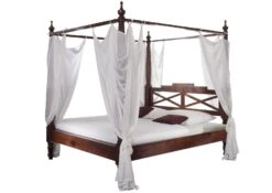 Lit à Baldaquin 160x200 Acacia Laqué Nougat OXFORD #245 -Massivmoebel24 09 636 620 6219 9