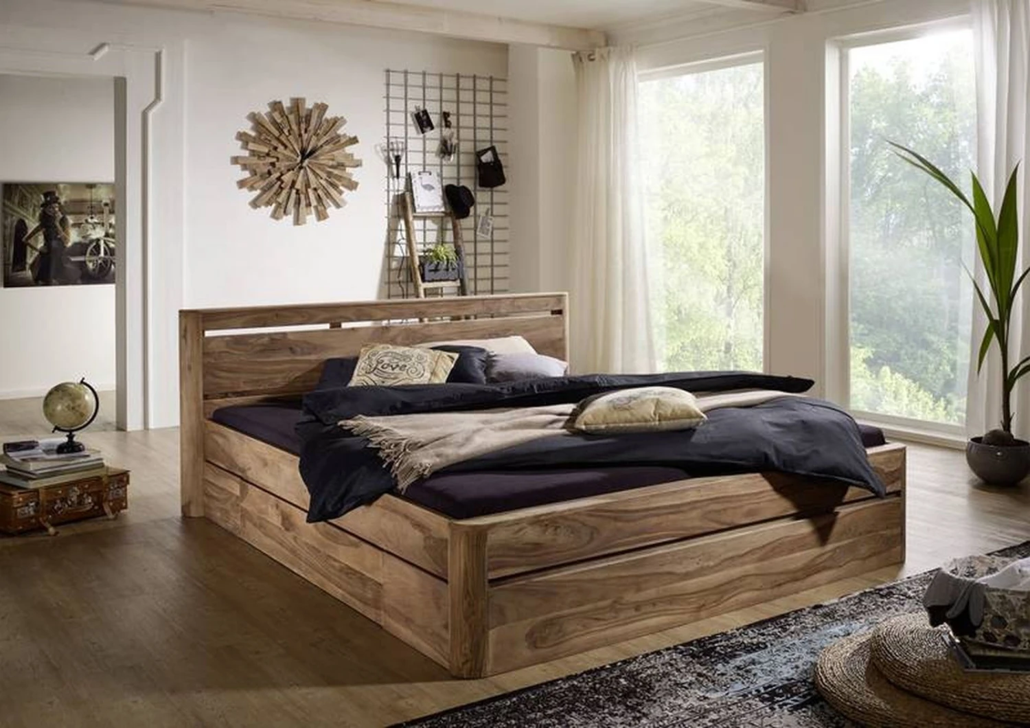 Lit Double 160x200 Palissandre Teinté Smoked Cherry TORONTO #160 1 Lit Double 160x200 Palissandre Teinté Smoked Cherry TORONTO #160