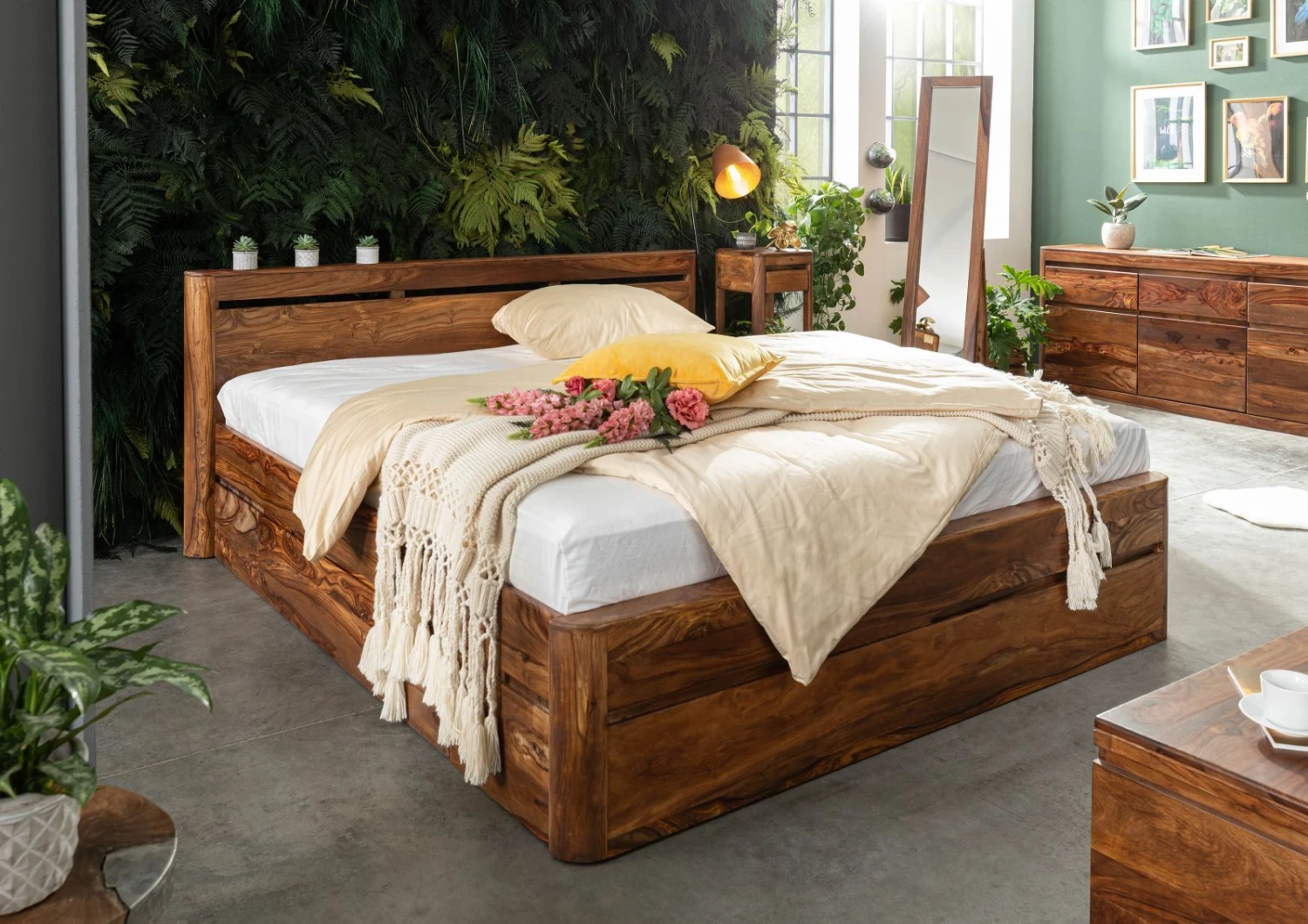 Lit Double Avec Tiroirs 160x200 Palissandre Ciré Noisette TORONTO #261 2 Lit Double Avec Tiroirs 160x200 Palissandre Ciré Noisette TORONTO #261 – Image 2