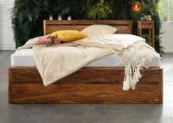 Lit Double Avec Tiroirs 160x200 Palissandre Ciré Noisette TORONTO #261 12 Lit Double Avec Tiroirs 160x200 Palissandre Ciré Noisette TORONTO #261 -Massivmoebel24 09 636 665 1061 3