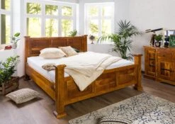 Lit Double 180x200 Acacia Laqué Miel OXFORD #0132