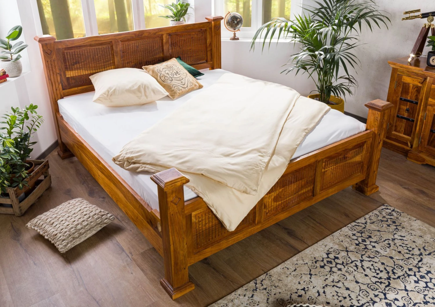 Lit Double 180x200 Acacia Laqué Miel OXFORD #0132 2 Lit Double 180x200 Acacia Laqué Miel OXFORD #0132 – Image 2