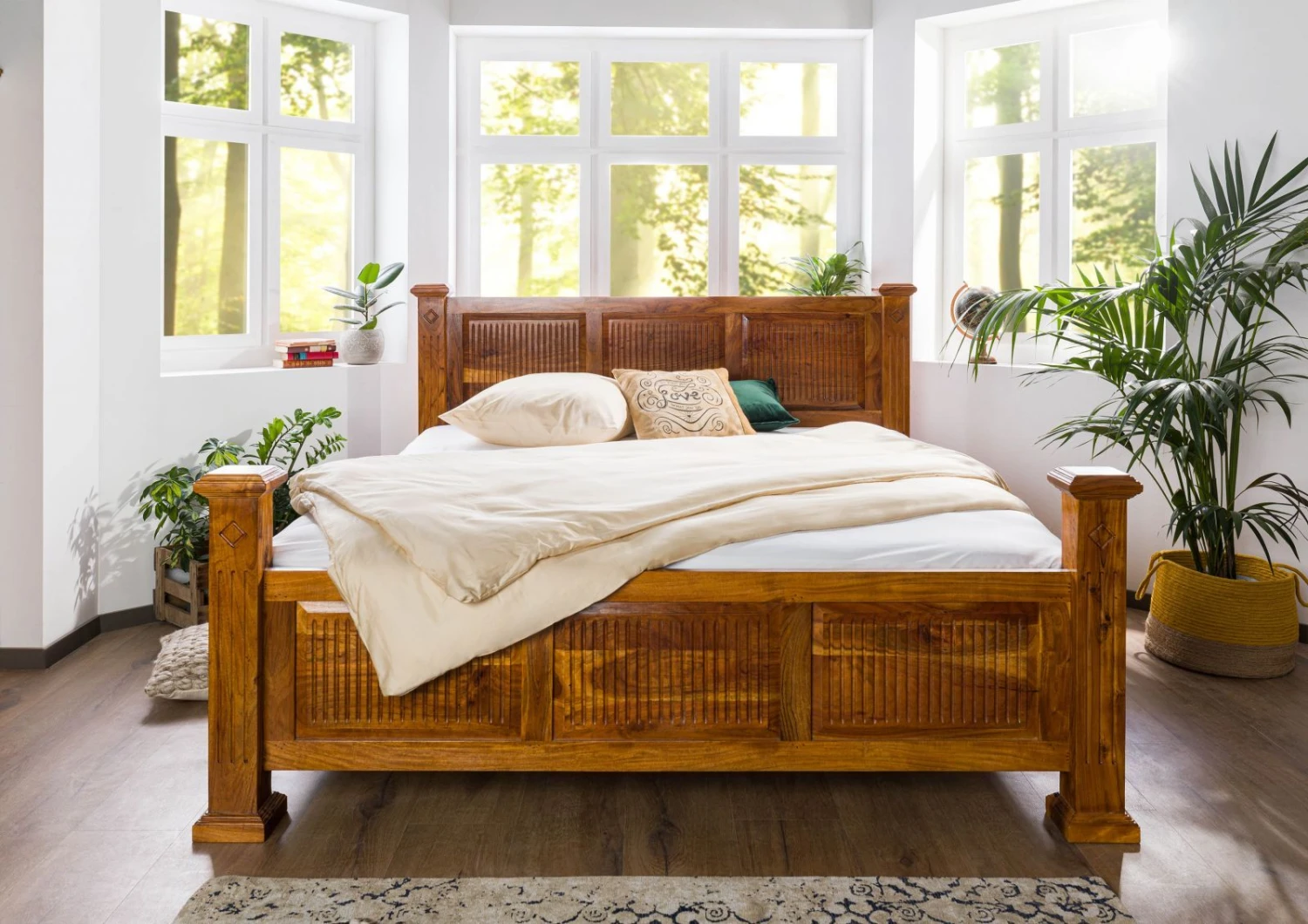 Lit Double 180x200 Acacia Laqué Miel OXFORD #0132 3 Lit Double 180x200 Acacia Laqué Miel OXFORD #0132 – Image 3