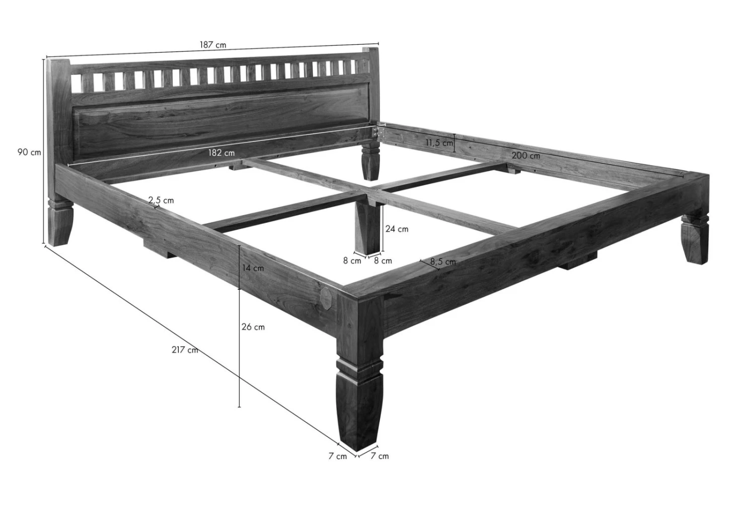 Lit Double 180x200 Acacia Laqué Nougat OXFORD #230 2 Lit Double 180x200 Acacia Laqué Nougat OXFORD #230 – Image 2