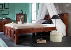 Lit Double 180x200 Acacia Laqué Nougat OXFORD #253 -Massivmoebel24 09 638 620 8013 3