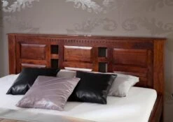 Lit Double 180x200 Acacia Laqué Nougat OXFORD #253 -Massivmoebel24 09 638 620 8013 4