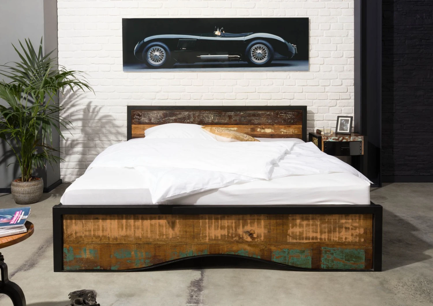 Lit Double Avec Tiroirs 180x200 Bois De Récupération Laqué Multicolore INDUSTRIAL #109 3 Lit Double Avec Tiroirs 180x200 Bois De Récupération Laqué Multicolore INDUSTRIAL #109 – Image 3