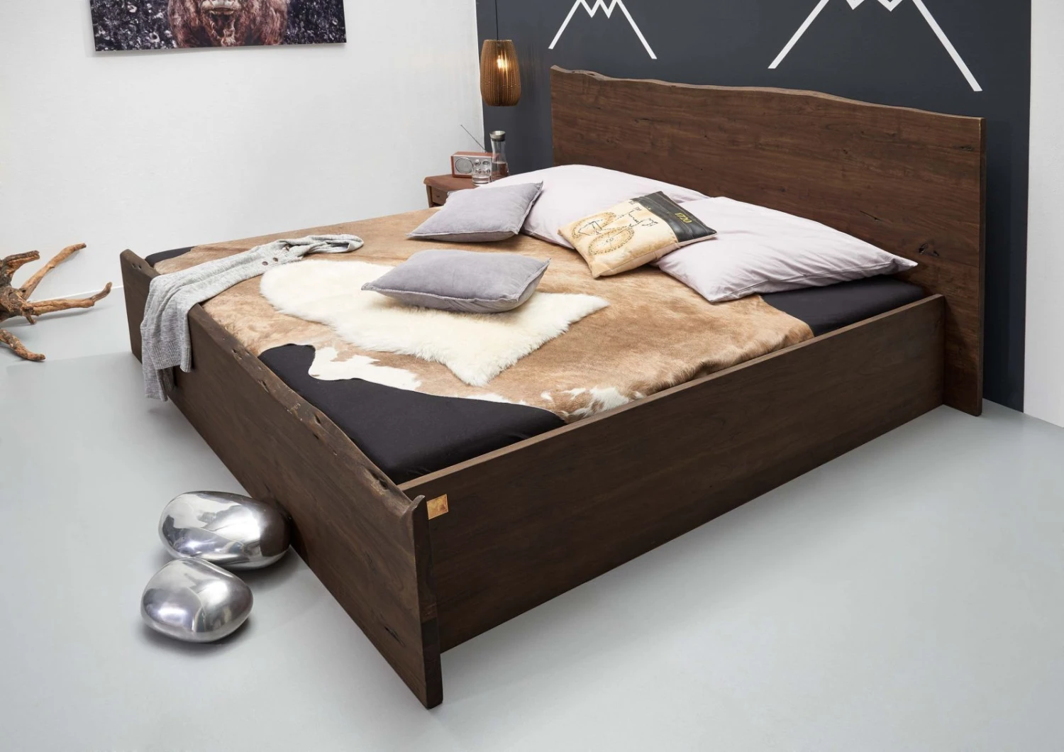 Lit Double 180x200 Acacia Laqué Brun PURE ACACIA #003 2 Lit Double 180x200 Acacia Laqué Brun PURE ACACIA #003 – Image 2