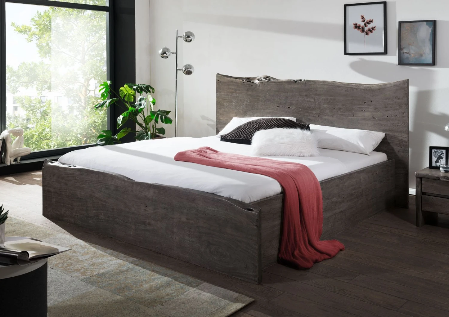 Lit Double 180x200 Acacia Laqué Gris Taupe PURE ACACIA #423 1 Lit Double 180x200 Acacia Laqué Gris Taupe PURE ACACIA #423