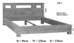 Lit Double 200x200 Palissandre Huilé Gris Taupe NATURE GREY #204 -Massivmoebel24 09 640 550 2004 8