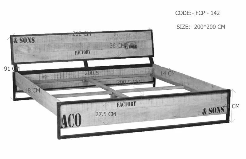 Lit Double 200x200 Manguier Brut Imprimé Bois Naturel FACTORY #142 5 Lit Double 200x200 Manguier Brut Imprimé Bois Naturel FACTORY #142 – Image 5