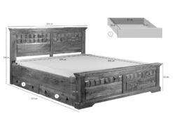 Lit Double 200x200 Acacia Laqué Miel OXFORD #0311 -Massivmoebel24 09 640 610 0111 08