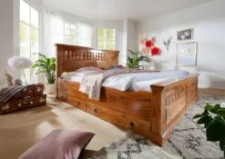 Lit Double 200x200 Acacia Laqué Miel OXFORD #0311