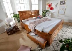 Lit Double 200x200 Acacia Laqué Miel OXFORD #0311 -Massivmoebel24 09 640 610 0111 5