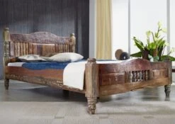 Lit Double 200x200 Bois De Récupération Laqué Multicolore FABLE #23 -Massivmoebel24 09 640 751 0023 3