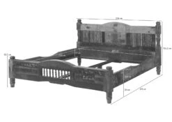 Lit Double 200x200 Bois De Récupération Laqué Multicolore FABLE #23 -Massivmoebel24 09 640 751 0023 8