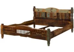 Lit Double 200x200 Bois De Récupération Laqué Multicolore FABLE #23 -Massivmoebel24 09 640 751 0023 9