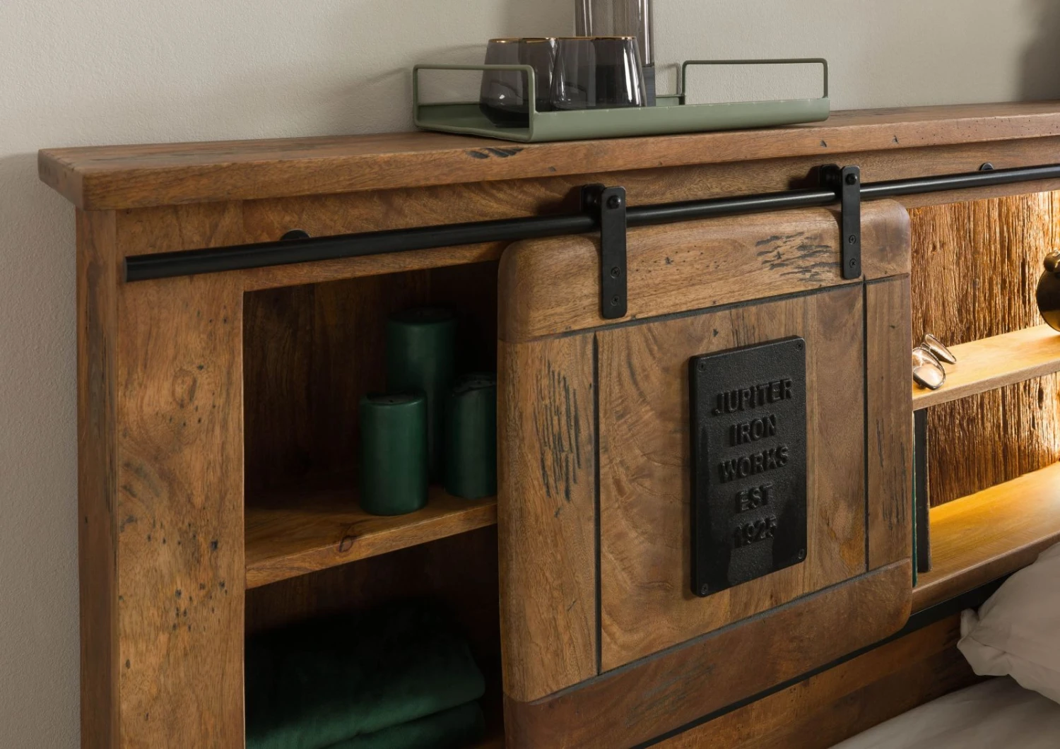 Lit En Bois De Manguier / Bois De Récupération 160x200 Naturel Laqué RAILWAY LUX #111 6 Lit En Bois De Manguier / Bois De Récupération 160x200 Naturel Laqué RAILWAY LUX #111 – Image 6