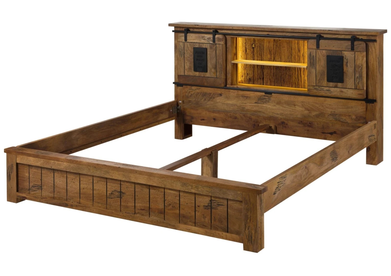 Lit En Bois De Manguier / Bois De Récupération 200x200 Naturel Laqué RAILWAY LUX #113 9 Lit En Bois De Manguier / Bois De Récupération 200x200 Naturel Laqué RAILWAY LUX #113 – Image 9