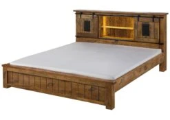 Lit En Bois De Manguier / Bois De Récupération 200x200 Naturel Laqué RAILWAY LUX #113 21 Lit En Bois De Manguier / Bois De Récupération 200x200 Naturel Laqué RAILWAY LUX #113 -Massivmoebel24 09 640 773 0013 11