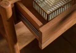 Table De Nuit Acacia 60x40x57 Naturel Laqué KOPENHAGEN #110 -Massivmoebel24 09 680 493 1010 06