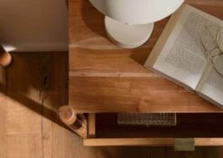 Table De Nuit Acacia 60x40x57 Naturel Laqué KOPENHAGEN #110 -Massivmoebel24 09 680 493 1010 07