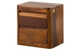 Table De Nuit Sheesham 50x35x50 Marron Foncé Ciré TORONTO #263