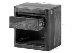 Table De Nuit Sheesham 50x35x50 Marron Foncé Ciré TORONTO #264 -Massivmoebel24 09 680 665 1064 08