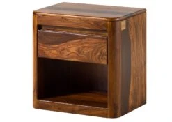 Table De Nuit Sheesham 50x35x50 Marron Foncé Ciré TORONTO #264