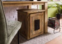 Table De Nuit En Bois De Manguier Laqué Brun Clair RAILWAY #1002