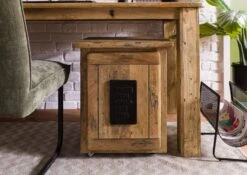 Table De Nuit En Bois De Manguier Laqué Brun Clair RAILWAY #1002 -Massivmoebel24 09 680 772 0102 03