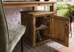 Table De Nuit En Bois De Manguier Laqué Brun Clair RAILWAY #1002 -Massivmoebel24 09 680 772 0102 04