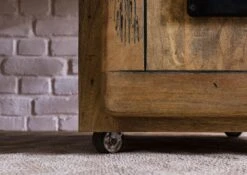 Table De Nuit En Bois De Manguier Laqué Brun Clair RAILWAY #1002 -Massivmoebel24 09 680 772 0102 07