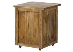 Table De Nuit En Bois De Manguier Laqué Brun Clair RAILWAY #1002 -Massivmoebel24 09 680 772 0102 10