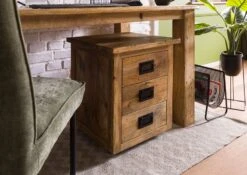 Table De Nuit En Bois De Manguier Laqué Brun Clair RAILWAY #1003