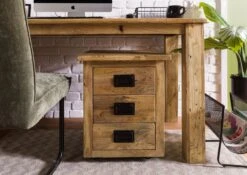 Table De Nuit En Bois De Manguier Laqué Brun Clair RAILWAY #1003 -Massivmoebel24 09 680 772 0103 03