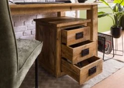 Table De Nuit En Bois De Manguier Laqué Brun Clair RAILWAY #1003 -Massivmoebel24 09 680 772 0103 04