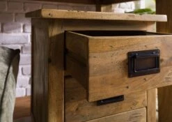 Table De Nuit En Bois De Manguier Laqué Brun Clair RAILWAY #1003 -Massivmoebel24 09 680 772 0103 06