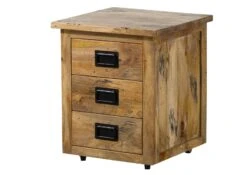 Table De Nuit En Bois De Manguier Laqué Brun Clair RAILWAY #1003 -Massivmoebel24 09 680 772 0103 09