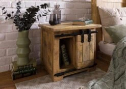 Table De Nuit En Bois De Manguier Laqué Brun Clair RAILWAY #1012 13 Table De Nuit En Bois De Manguier Laqué Brun Clair RAILWAY #1012 -Massivmoebel24 09 680 772 0112 04