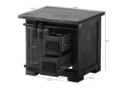 Table De Chevet En Bois De Manguier 50x40x45, Vernis Beige, RAILWAY #3012 -Massivmoebel24 09 680 772 0112 08 1