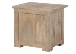 Table De Chevet En Bois De Manguier 50x40x45, Vernis Beige, RAILWAY #387 -Massivmoebel24 09 680 772 2087 10