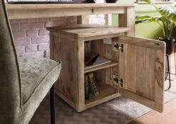 Caisson Roulant En Bois De Manguier 50x50x60, Vernis Beige, RAILWAY #3002 -Massivmoebel24 09 680 772 2102 04