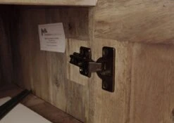 Caisson Roulant En Bois De Manguier 50x50x60, Vernis Beige, RAILWAY #3002 -Massivmoebel24 09 680 772 2102 05