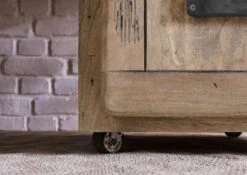 Caisson Roulant En Bois De Manguier 50x50x60, Vernis Beige, RAILWAY #3002 -Massivmoebel24 09 680 772 2102 07