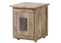 Caisson Roulant En Bois De Manguier 50x50x60, Vernis Beige, RAILWAY #3002 -Massivmoebel24 09 680 772 2102 09